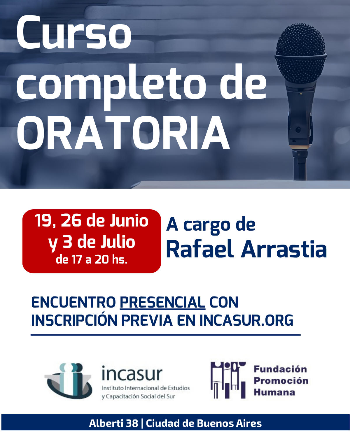 Taller de Asesoramiento y Entrenamiento en Oratoria y Técnicas de la Voz